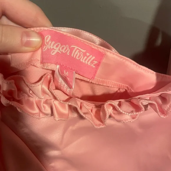 Pink Ruffled satin Dress - Picture 2 of 9